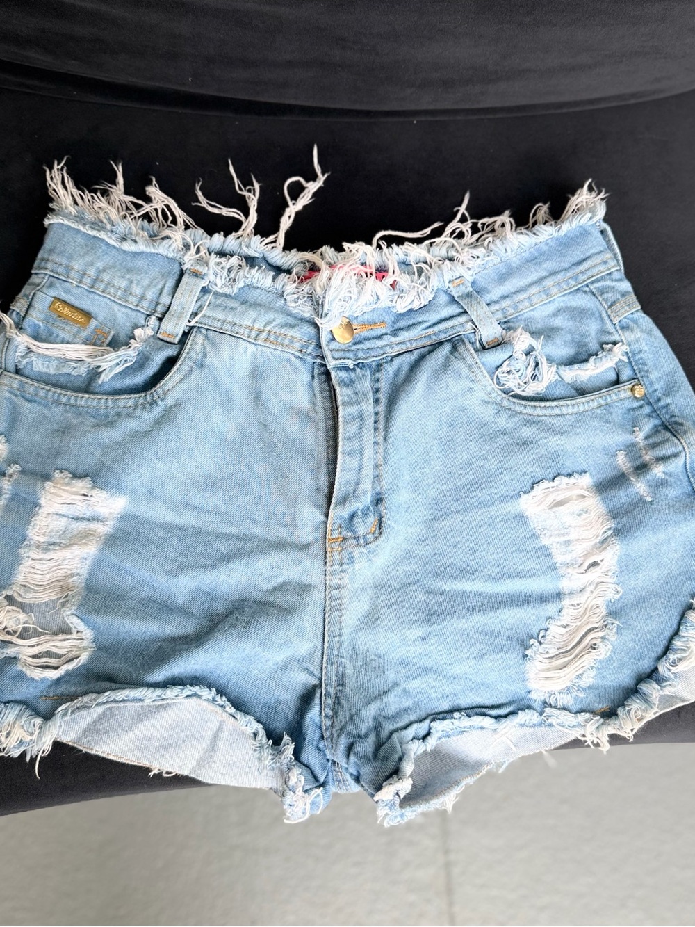 Light Blue Distressed Denim High-Waist Women’s Shorts
